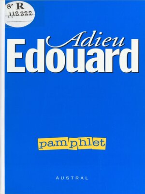 cover image of Adieu Édouard